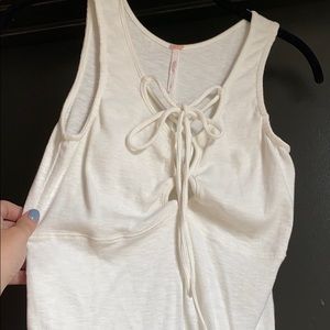 White Free People Low Cut Tank